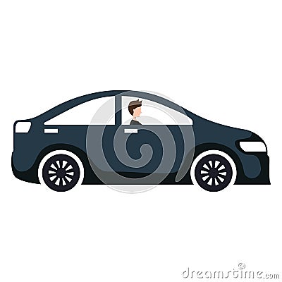 Car sedan with man driving Vector Illustration