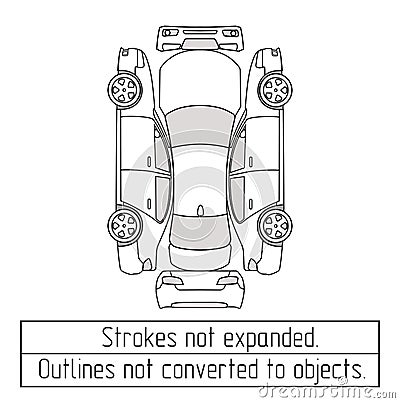 Car sedan outline inspection form scheme for car rent and insurance application Stock Photo