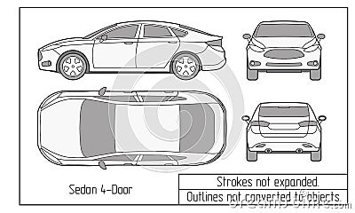 Car sedan and suv drawing outlines not converted to objects Vector Illustration