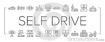 car self vehicle drive smart auto icons set vector Vector Illustration