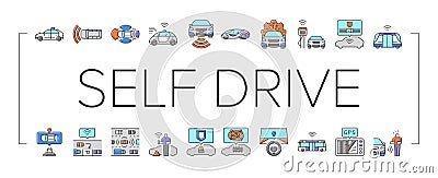 car self vehicle drive smart auto icons set vector Vector Illustration