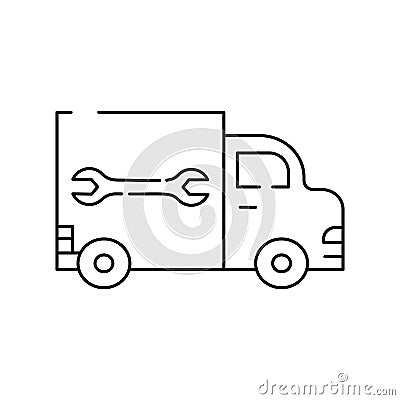 car service, automobile, truck line icon on white background Cartoon Illustration