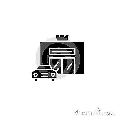 Car service black icon concept. Car service flat vector symbol, sign, illustration. Vector Illustration