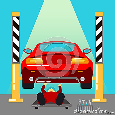 Car Service. Car Repairs and Diagnostics. Auto Maintenance. Serv Vector Illustration