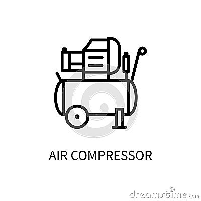 Car service equipment. Tire fitting equipment. High air pressure. Air compressor. Vector sign in a simple style isolated Vector Illustration