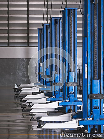 Car service Garage Auto repair station Lifting equipment Stock Photo