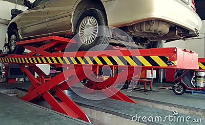 Car service garage with mechanical tools photo Stock Photo