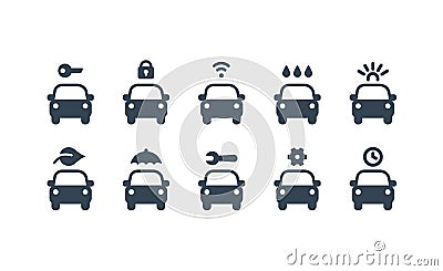 Car service icons set. Auto symbols. Vector illustration Cartoon Illustration