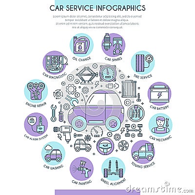 Car Service Infographics Vector Illustration