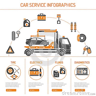 Car Service Infographics Vector Illustration