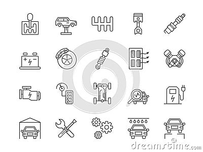 Car service. Mechanic garage icons. Vehicle care or repair. Auto workshop. Motor replacement. Gear and wrench Vector Illustration