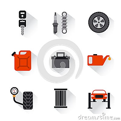 Car service repair flat icons Vector Illustration