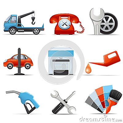 Car service and repair icons Stock Photo