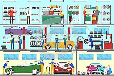 Car service set. Vector Illustration