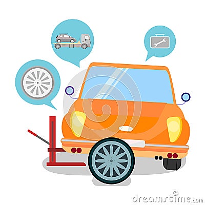 Car Service Tire Replacement Vector Illustration Vector Illustration