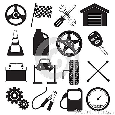 Car Service and Tool Icons Vector Illustration