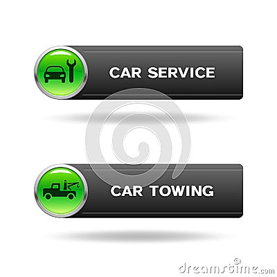 Car service and towing buttons Vector Illustration