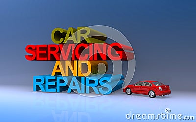 Car servicing and repairs on blue Stock Photo