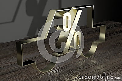 Car shape, percentage sign - sale/ insurance concept - 3D rendering Stock Photo