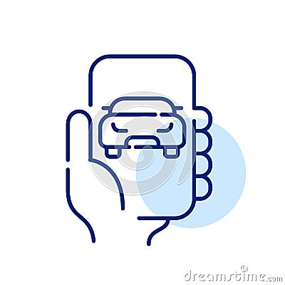 Car sharing app. Looking for vehicle location. Pixel perfect, editable stroke Vector Illustration