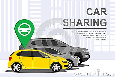 Car sharing banner with auto Vector Illustration