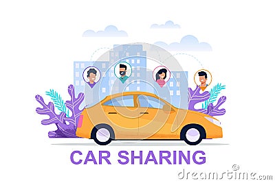 Car Sharing Banner. Economy Transport Concept. Vector Illustration