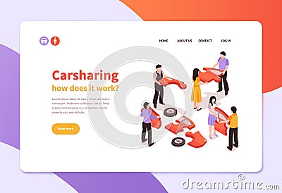 Car Sharing Banner Vector Illustration