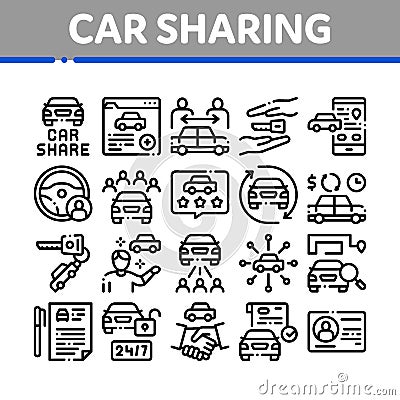 Car Sharing Business Collection Icons Set Vector Vector Illustration