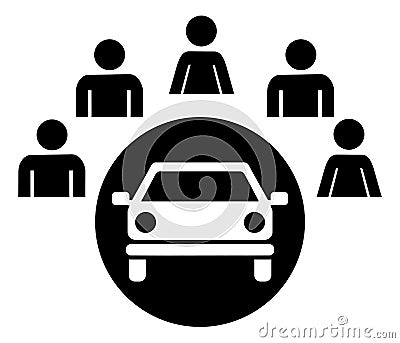 Car sharing Icon black white Vector Illustration
