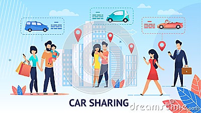 Car Sharing. Short Trips for Family Inside City Stock Photo