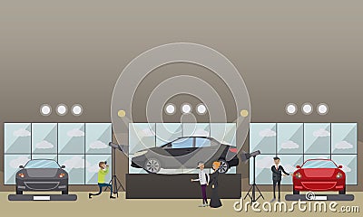 Car show vector illustration in flat style Vector Illustration