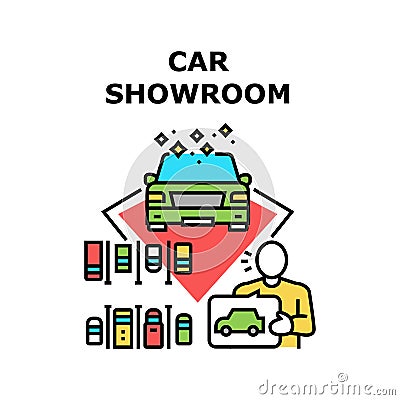 Car Showroom Vector Concept Color Illustration Vector Illustration