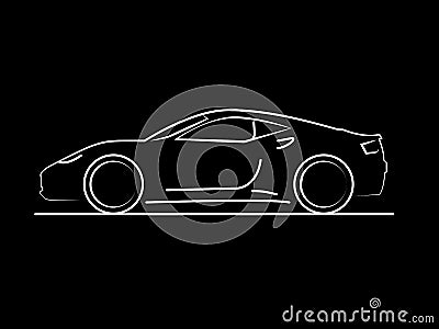 Car side view line drawing sketch Vector Illustration