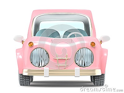 Car small cartoon pink front Cartoon Illustration