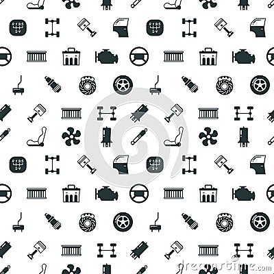 Car spare parts vector seamless pattern Vector Illustration