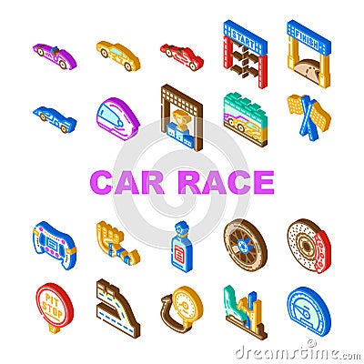 car speed auto race icons set vector Vector Illustration