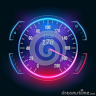 Car speedometer dashboard icon. Speed meter fast race technology design measurement panel Vector Illustration