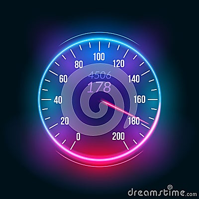 Car speedometer dashboard icon. Speed meter fast race technology design measurement panel Vector Illustration