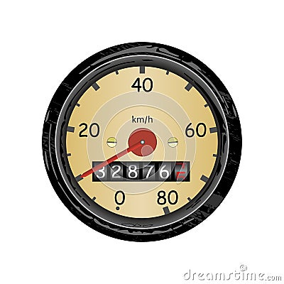 Car speedometer with speed scale and kilometer counter. Vector illustration. Vector Illustration