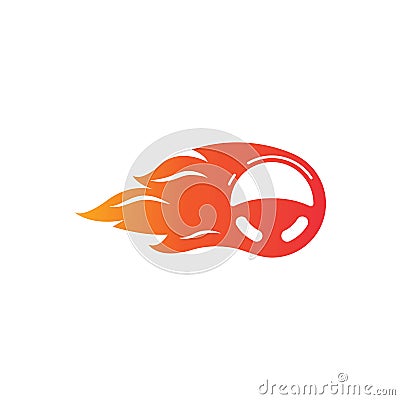 car steering wheel burning fire logo icon vector illustration Vector Illustration