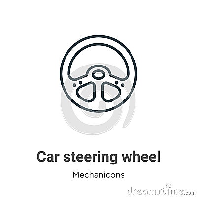 Car steering wheel outline vector icon. Thin line black car steering wheel icon, flat vector simple element illustration from Vector Illustration