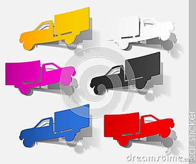 Car sticker truck realistic auto transport travel Vector Illustration