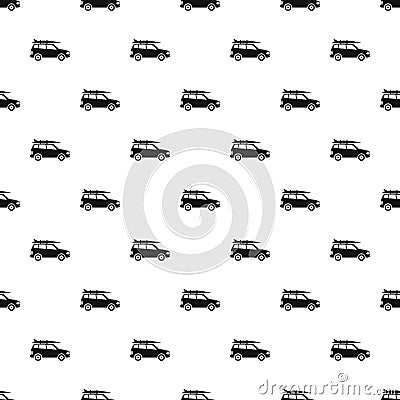 Car with surfboard pattern, simple style Vector Illustration