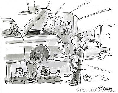 Car surrenders to mechanic Stock Photo