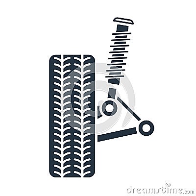 Car suspension service, Wheel alignment icon - axle and wheel Vector Illustration