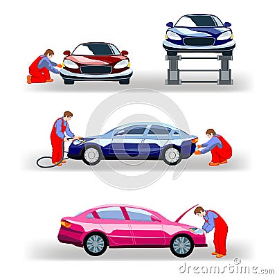 Car technicians working Stock Photo