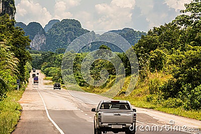 Car on tha road , Thailand Stock Photo