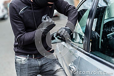 Car thief, car theft Stock Photo