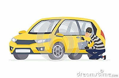 Car thief - cartoon people characters illustration Vector Illustration