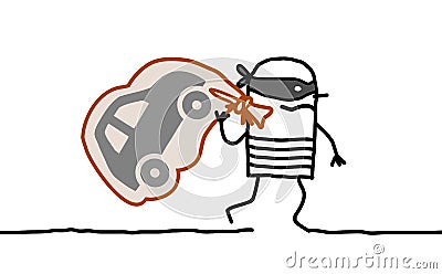 Car thief running away Vector Illustration